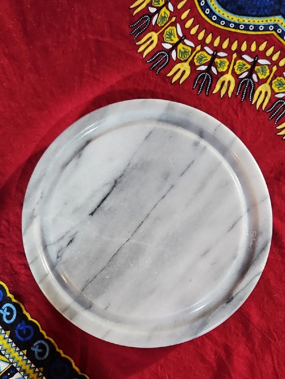 White & Gray Vintage Marble & Glass Dome Cloche For Cheeses, Crackers, Fruit